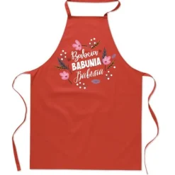 Förkläden-KÖKSFÖRKLÄDE rött FARMOR FARMOR present till dagen blommor FA_418_cw