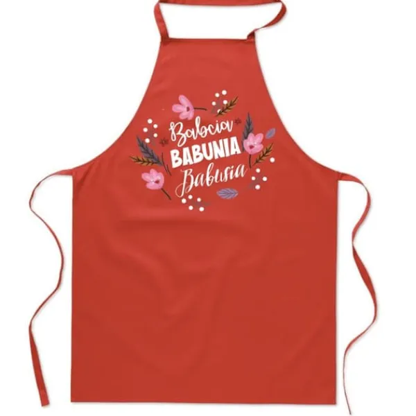 Förkläden-KÖKSFÖRKLÄDE rött FARMOR FARMOR present till dagen blommor FA_418_cw