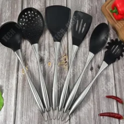 Köksutrustningsset-Köksredskap - TD® - 6 delar - Silikon - Rostfritt stål - Spara utrymme