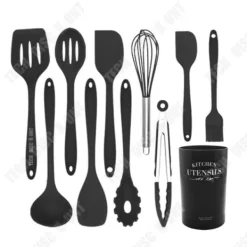 Köksutrustningsset-Köksredskap - TD® - 11-delarsset - Svart silikon - Non-stick - Komplett set