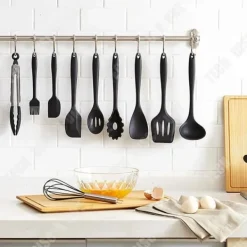 Köksutrustningsset-Köksredskap - TD® - 11-delarsset - Svart silikon - Non-stick - Komplett set