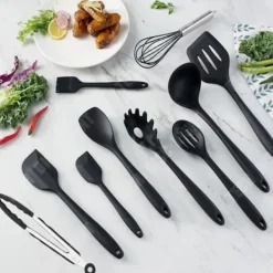 Köksutrustningsset-Köksredskap - TD® - 11-delarsset - Svart silikon - Non-stick - Komplett set