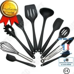 Köksutrustningsset-Köksredskap - TECH DISCOUNT - Kit med 10 delar - Silikon - Svart - Modern stil
