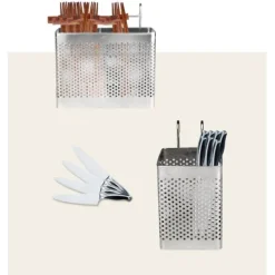 Köksorganiserare-Köksredskap Förvaringshållare Rostfritt Stål Gaffel Ätpinnar Förvaringsorganisatör Bordshållare