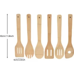 Köksutrustningsset-Köksredskap i bambu set om 6 st. - Träslevar i bambu