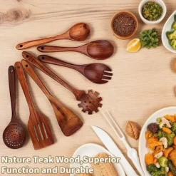 Köksutrustningsset-Köksredskap i bambu set om 6 st. - Träslevar i bambu