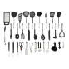 Köksutrustningsset-Köksredskapssats - 40 delar - Nylon & rostfritt stål - Värmebeständig - Skonsam mot non-stick - Hängbar design - Svart