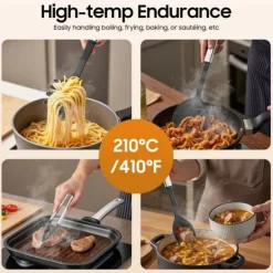 Köksutrustningsset-Köksredskapssats - 40 delar - Nylon & rostfritt stål - Värmebeständig - Skonsam mot non-stick - Hängbar design - Svart