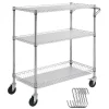 Köksredskapsvagn, 3 våningar, 661 LBS kapacitet, stålservicevagn, metallförvaring med 6 krokar för inomhus/outdoor.