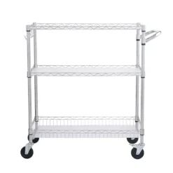 Köksredskapsvagn, 3 våningar, 661 LBS kapacitet, stålservicevagn, metallförvaring med 6 krokar för inomhus/outdoor.