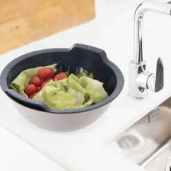 Kökssil med skål 2-i-1 durkslagssil skål GRÅ ELA 3L ORION 124486