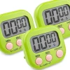 kökstimer - digital kökstimer - nedräkning stoppur med magnethållare hål - grön - 3 st