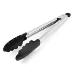 Kökstång i silikon i rostfritt stål 9" - Metallmatlagningsklämma med hängande hål