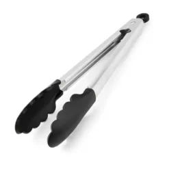 Kökstång i silikon i rostfritt stål 9" - Metallmatlagningsklämma med hängande hål