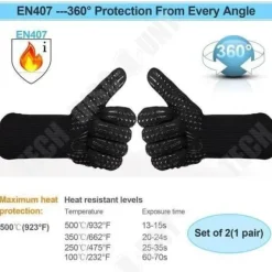 Grytlappar & Grillvantar-Köksvantar - TD® - Värmebeständiga - Upp till 500°C - Certifierad EN407 - Universell