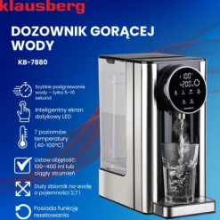 Dryckvärmare-KLAUSBERG KB-7880 2,7L varmvattenautomat med temperaturkontroll