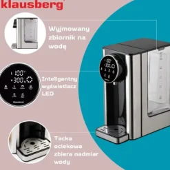 Dryckvärmare-KLAUSBERG KB-7880 2,7L varmvattenautomat med temperaturkontroll