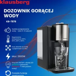 KLAUSBERG KB-7878 2,2L varmvattenautomat med temperaturkontroll