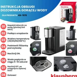 KLAUSBERG KB-7878 2,2L varmvattenautomat med temperaturkontroll