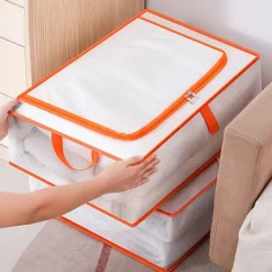 Förvaringspåsar För Hemmet-Klädförvaringsväska Stor kapacitet Transparent vattentät dragkedja Rektangelförvaringsbehållare för filtar Täcken XL 60x50x30cm