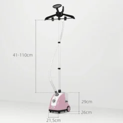 Klädsteamer - Vertikalt ångstrykjärn - 1600–2000 W - 1,4 l vattentank - Justerbar temperatur - Rosa