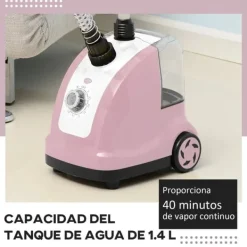 Klädsteamer - Vertikalt ångstrykjärn - 1600–2000 W - 1,4 l vattentank - Justerbar temperatur - Rosa