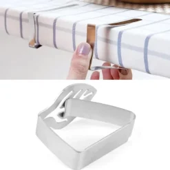 Dukclips & -Vikter-Klämma för bordsduk i rostfritt stål - Halkfri köksbordsklämma (blad)