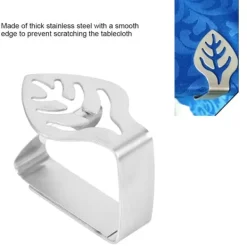 Dukclips & -Vikter-Klämma för bordsduk i rostfritt stål - Halkfri köksbordsklämma (blad)
