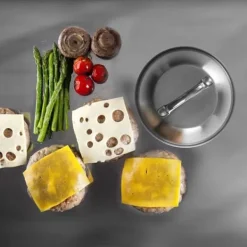 Ibili Klockor för plancha - Inox - 23,2 cm - Inoxhandtag - Höjd 7,5 cm - Idealiskt för att hålla varmt