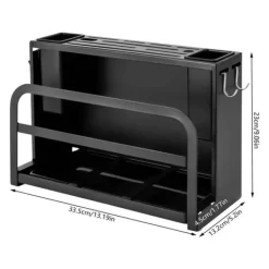 Knivblock, Kolstål, Multifunktionell Förvaring,svart