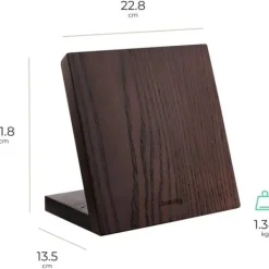 Köksorganiserare-Knivstativ - SIGURO - Magnetiskt knivblock - Askträ - Halkfri stöd - 6 knivar max