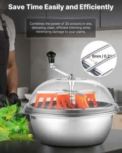 Salladsslungor-Knopp- och bladtrimmer - Skåltrimmer manuell Ø 49 cm - Rostfria blad - Transparent lock - Våt/torr - Vevdriven snurrskärning