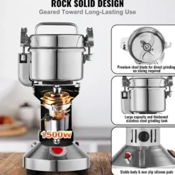 Matkvarnar-Kommersiell elektrisk kryddkvarn 300g, höghastighetskvarn för spannmål, effektiv och snabb, finmalet resultat, idealisk för matlagning