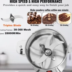 Matkvarnar-Kommersiell elektrisk kryddkvarn 300g, höghastighetskvarn för spannmål, effektiv och snabb, finmalet resultat, idealisk för matlagning