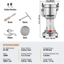 Matkvarnar-Kommersiell elektrisk kryddkvarn 300g, höghastighetskvarn för spannmål, effektiv och snabb, finmalet resultat, idealisk för matlagning