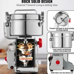 Matkvarnar-Kommersiell elektrisk kryddkvarn 2000g, hög hastighet, effektiv kvarning, perfekt för kryddor och spannmål, kraftfull och användarvänlig