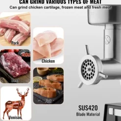 Matkvarnar-Kommersiell Elektrisk Köttkvarn, Hög Prestanda, Korvstoppare, Effektiv Malning och Fyllning, Kvalitetsmaskin för Kök