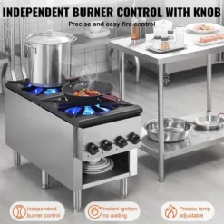 Spisar-Kommersiell gasspis 2 brännare, bänkskiva, varmplatta, energieffektiv, snabb uppvärmning, perfekt för restauranger och catering