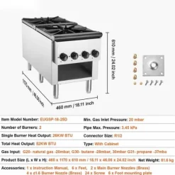Spisar-Kommersiell gasspis 2 brännare, bänkskiva, varmplatta, energieffektiv, snabb uppvärmning, perfekt för restauranger och catering
