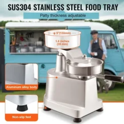 Pressar-Kommersiell hamburgerbiffmaskin 130 mm, kraftig rostfri skål, hamburgerpress för köttformning med 1000 pattypapper.
