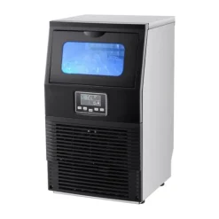 Kommersiell ismaskin - Fristående isbitsmaskin - 36 kg/24 h - 5,4 kg isförvaring - 32 isbitar/cykel - LED-display - Självrengöring - Rostfritt stål