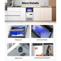 Kommersiell ismaskin, 36 isbitar, 36x43x75,5 cm, rostfritt stål