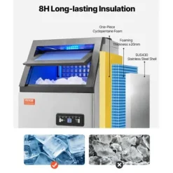 Kommersiell ismaskin, 36 isbitar, 36x43x75,5 cm, rostfritt stål