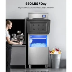 Ismaskiner-Kommersiell ismaskin, 550 lbs/dag modell, självrengörande och hög effektivitet - Endast huvudenhet