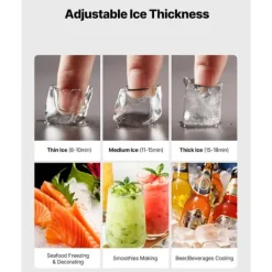 Ismaskiner-Kommersiell Ismaskin, 400 LBS/24H Modell, 300 LBS Förvaringsbehållare, Automatisk Självrengöringsfunktion