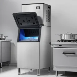 Ismaskiner-Kommersiell Ismaskin, 400 LBS/24H Modell, 300 LBS Förvaringsbehållare, Automatisk Självrengöringsfunktion