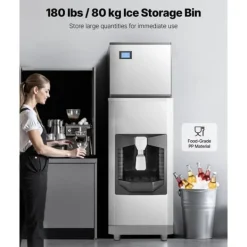 Kommersiell ismaskin 500 pund/dag, 180 pund förvaringsfack, Automatisk isdispensering