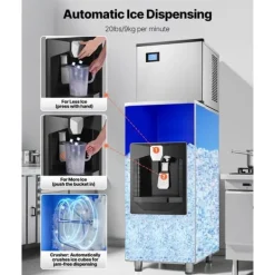 Kommersiell ismaskin 500 pund/dag, 180 pund förvaringsfack, Automatisk isdispensering