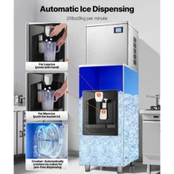 Ismaskiner-Kommersiell Ismaskin 360 pund/dag, 180 pund Förvaringsbehållare, Automatisk Isdispensering