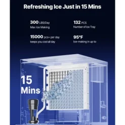 Ismaskiner-Kommersiell Ismaskin 300 pund/dag, 180 pund förvaringsfack, Automatisk isdispensering